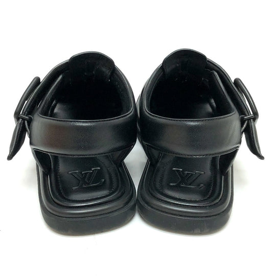 LOUIS VUITTON Sandals 1ACVTR leather black LV Venice Line Sandals mens 6 1/2 Used Authentic