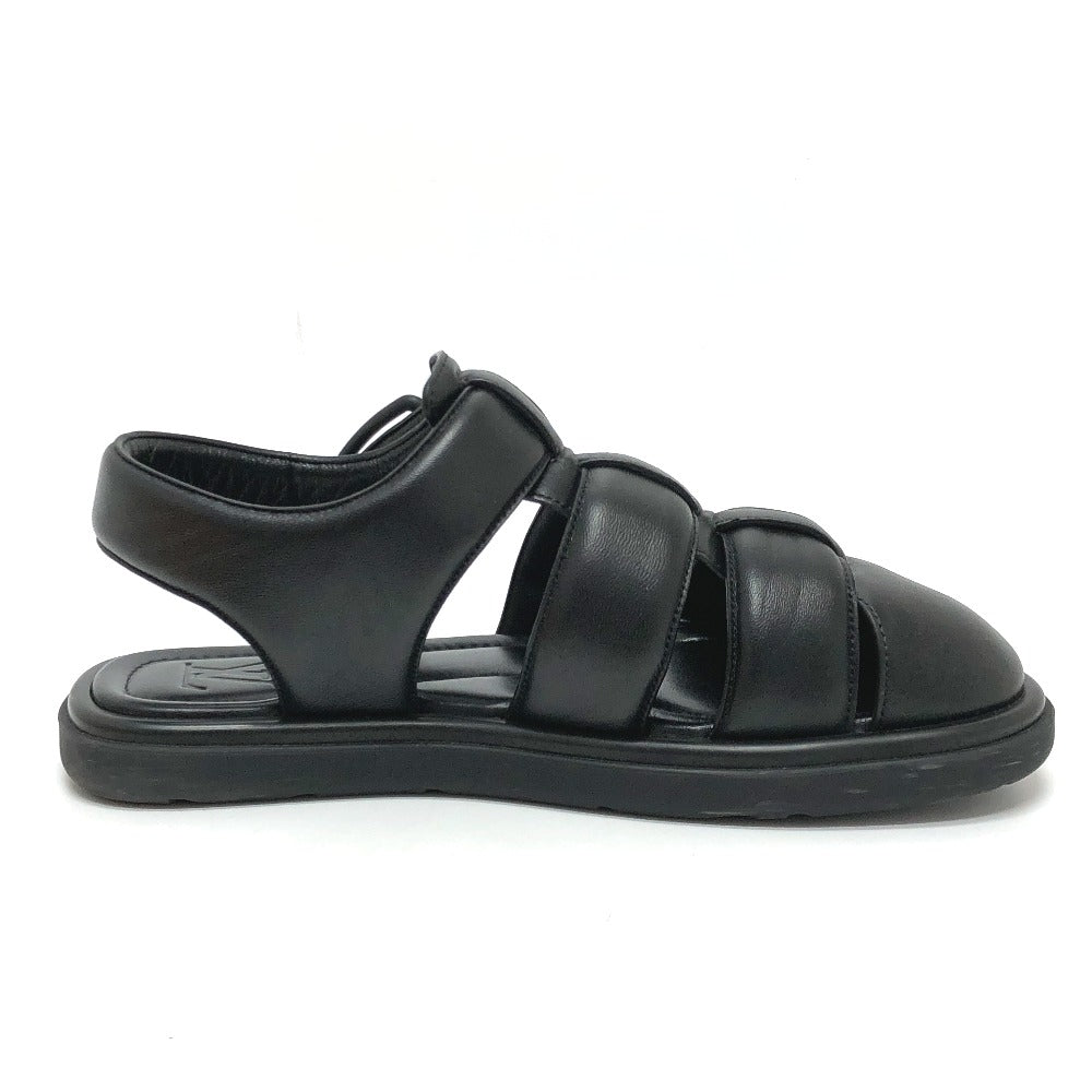 LOUIS VUITTON Sandals 1ACVTR leather black LV Venice Line Sandals mens 6 1/2 Used Authentic
