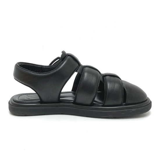 LOUIS VUITTON Sandals 1ACVTR leather black LV Venice Line Sandals mens 6 1/2 Used Authentic