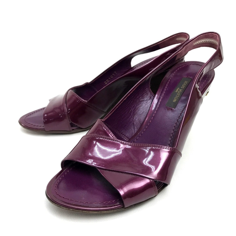 LOUIS VUITTON Sandals Patent leather purple Back strap High heels Women 35 1/2 Used Authentic