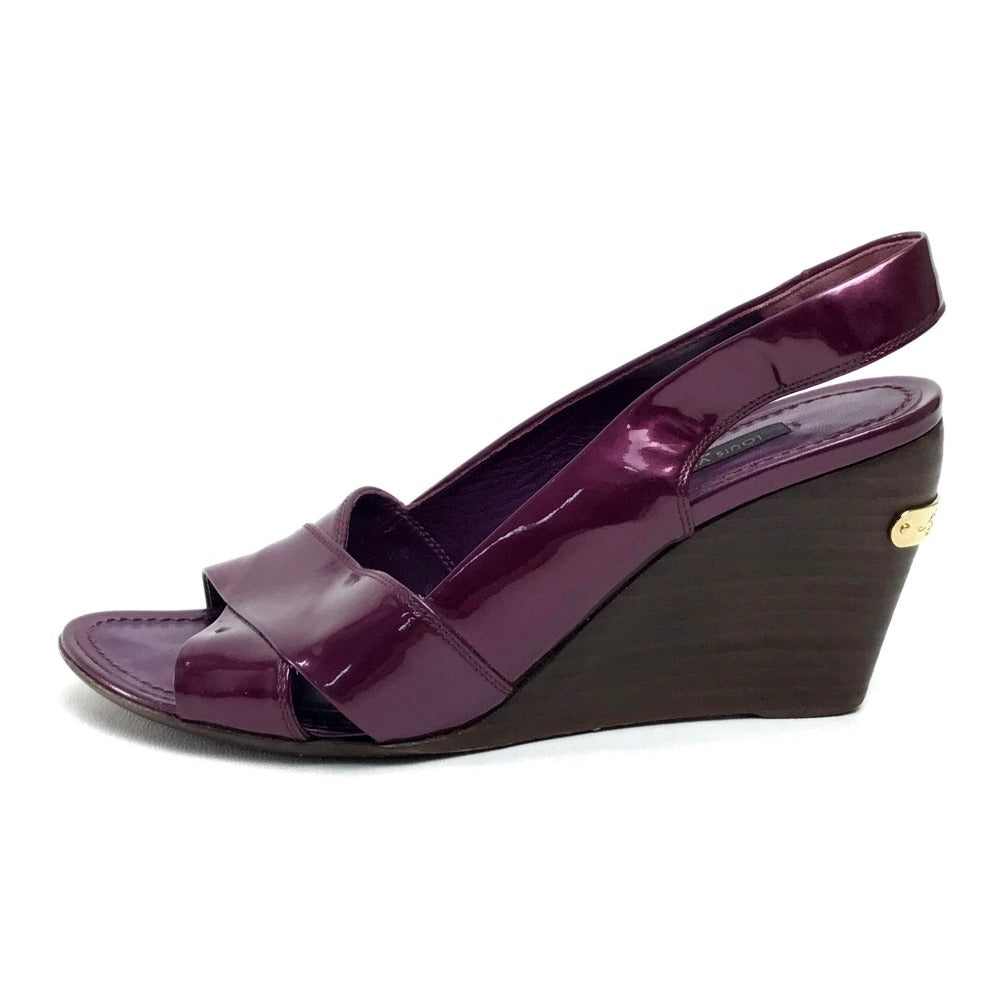 LOUIS VUITTON Sandals Patent leather purple Back strap High heels Women 35 1/2 Used Authentic