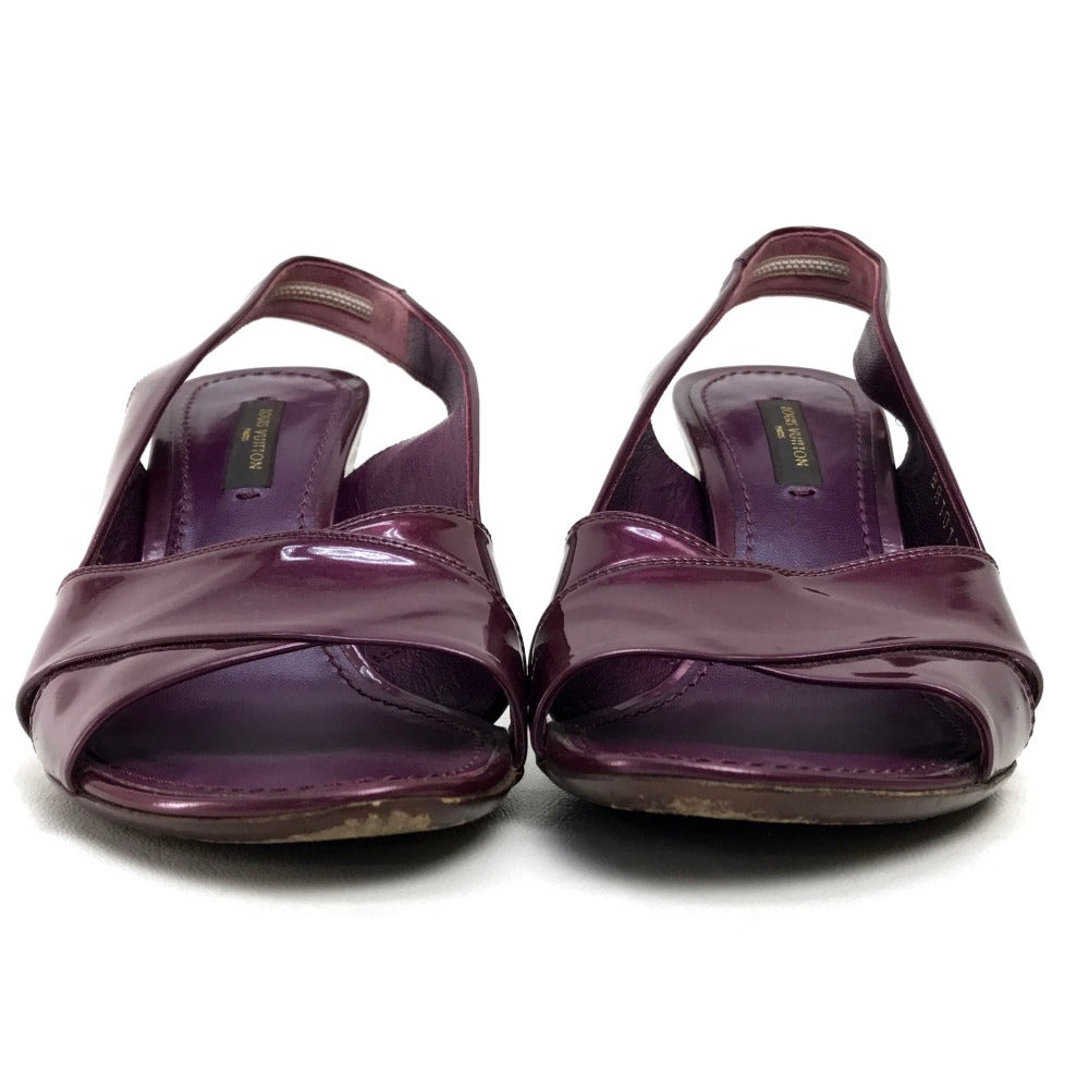 LOUIS VUITTON Sandals Patent leather purple Back strap High heels Women 35 1/2 Used Authentic
