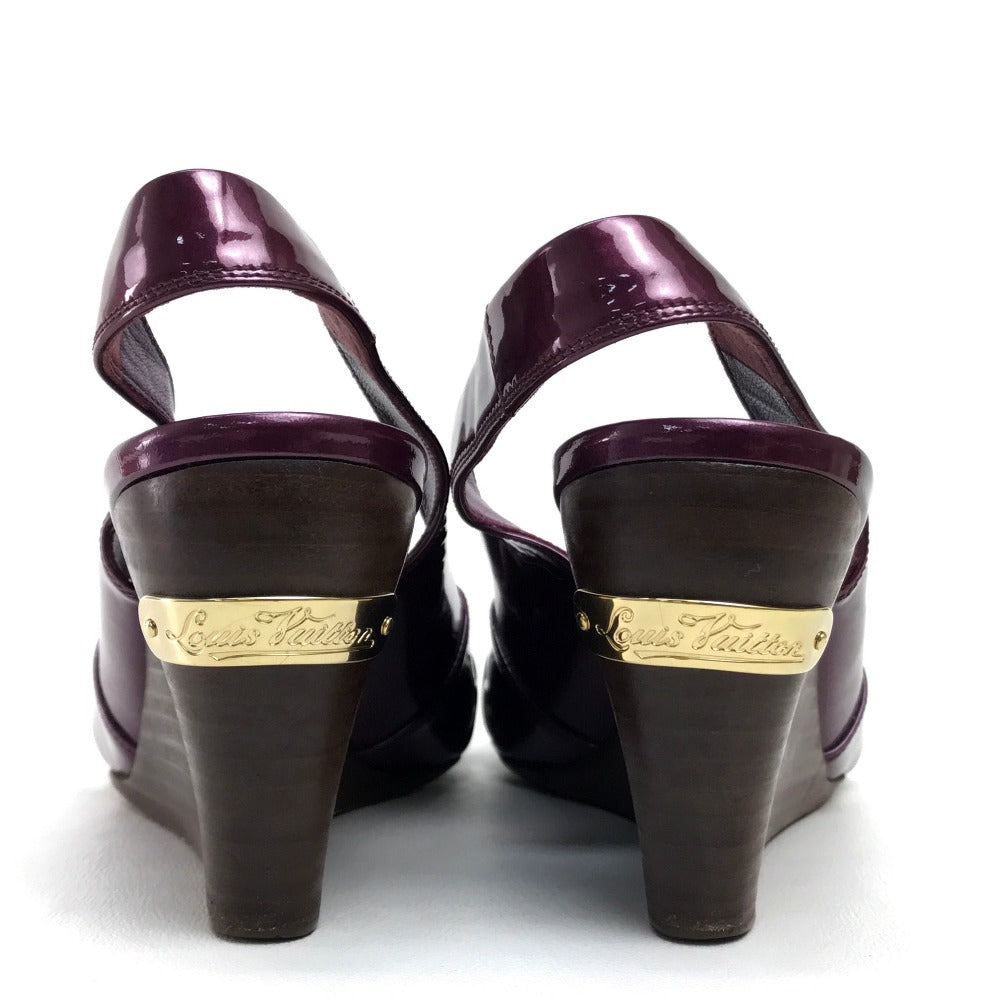 LOUIS VUITTON Sandals Patent leather purple Back strap High heels Women 35 1/2 Used Authentic