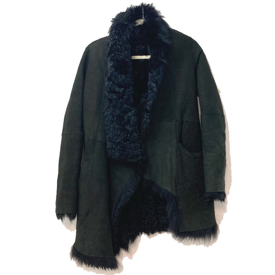 Lilidia coat Mouton Black x Dark Khaki outer Women 1 Used Authentic