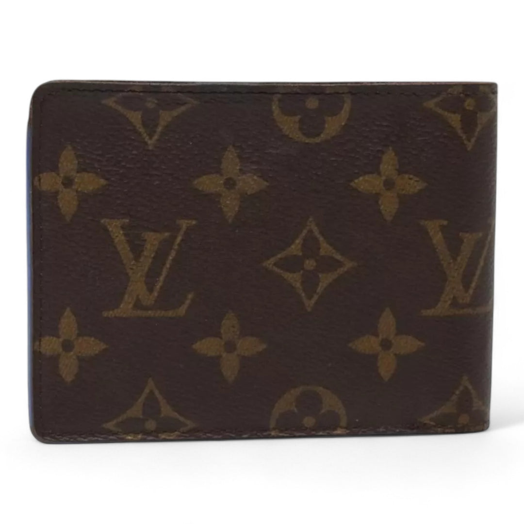 Louis Vuitton Monogram NBA Mens Leather Bifold Wallet Brown Red