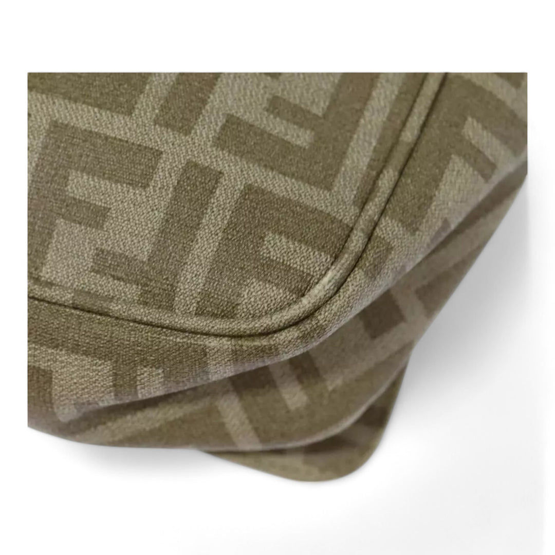 Fendi Zucca Canvas Shoulder Bag Beige Unisex Handbag