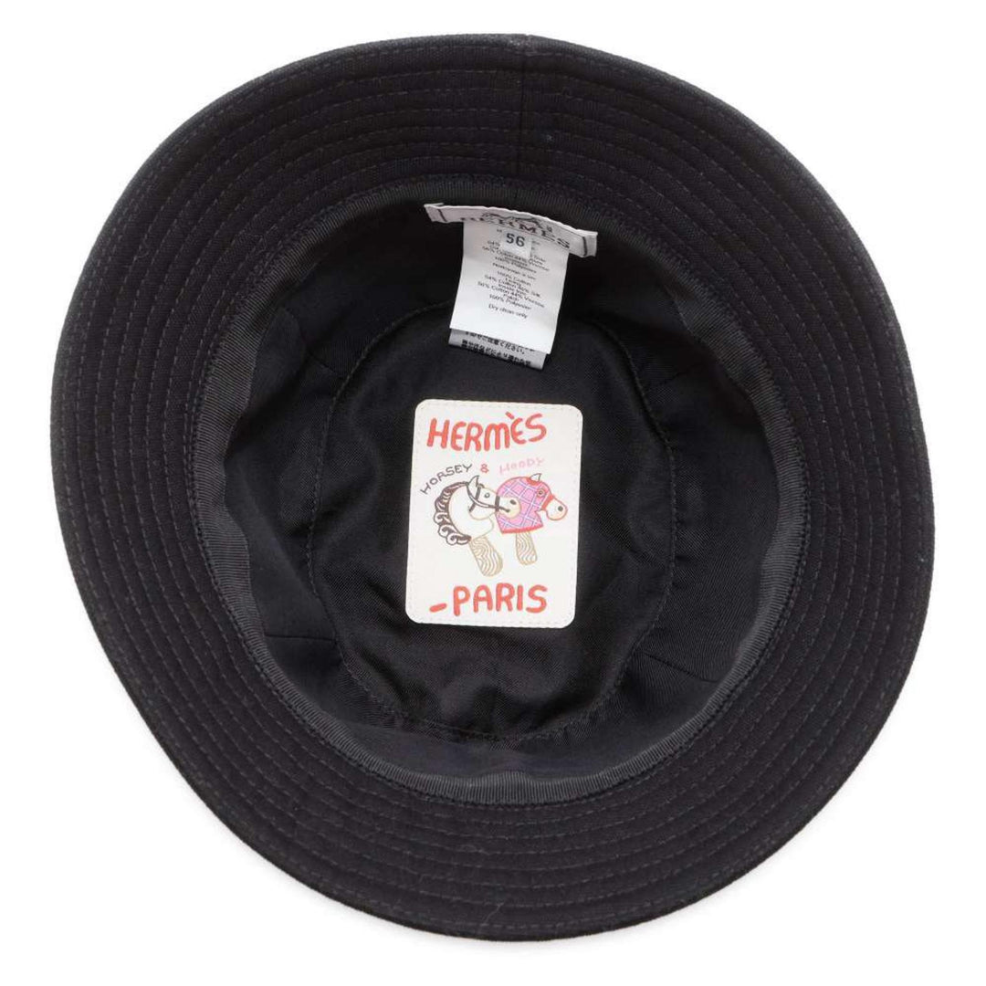 HERMES Calvi Cotton Black Bucket Hat Preloved