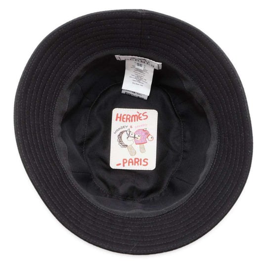 HERMES Calvi Cotton Black Bucket Hat Preloved