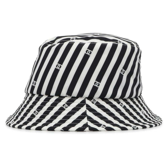 Chanel Coco Beach Polyamide White Black Hat Preloved