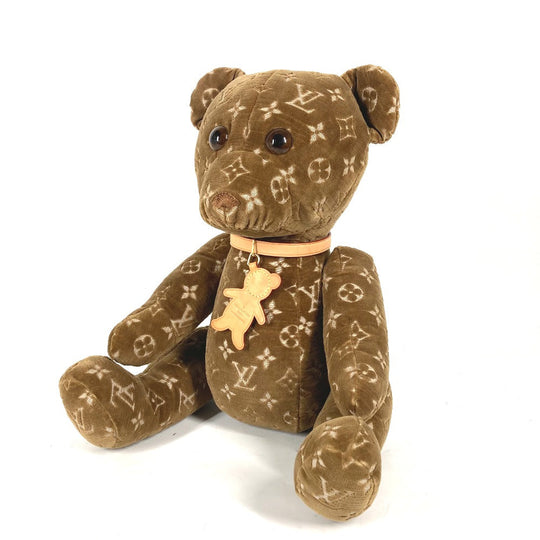 LOUIS VUITTON Plush Doll GI0739 Velor Brown Monogram 2021 Limited Edition Doudou Teddy Bear Women Used Authentic