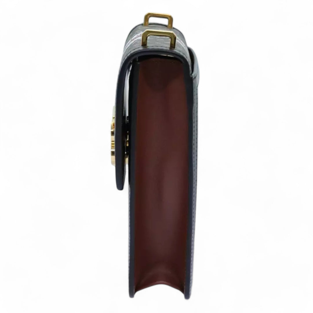 Burberry Shoulder Bag PVC Leather Brown Monogram Stripe Women Crossbody Handbag with Strap