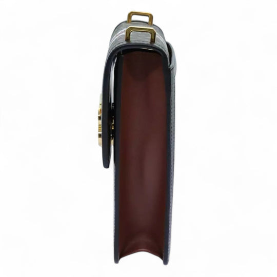 Burberry Shoulder Bag PVC Leather Brown Monogram Stripe Women Crossbody Handbag with Strap