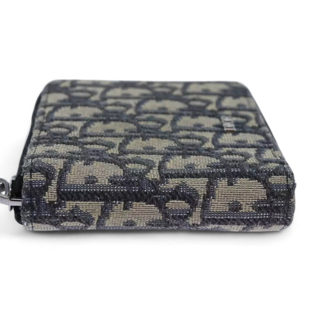 Christian Dior Trotter Canvas Zip Wallet Navy Silver Men's Vintage Wallet