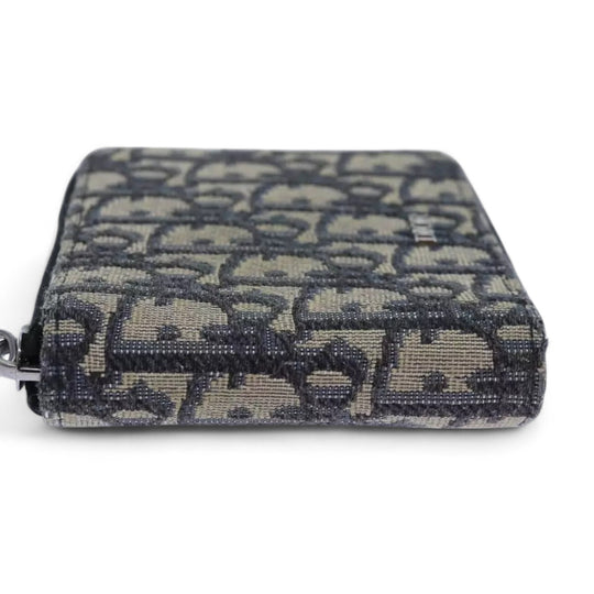 Christian Dior Trotter Canvas Zip Wallet Navy Silver Men's Vintage Wallet