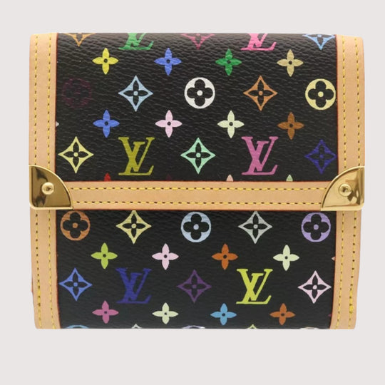 Louis Vuitton Multicolor Monogram Canvas PorteMonnaie Billets Cartes Wallet Black