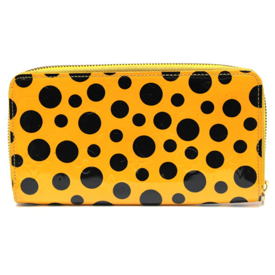 LOUIS VUITTON Long Wallet Purse M91571 Vernis Yellow type Vernis dot infinity zippy Women Used Authentic