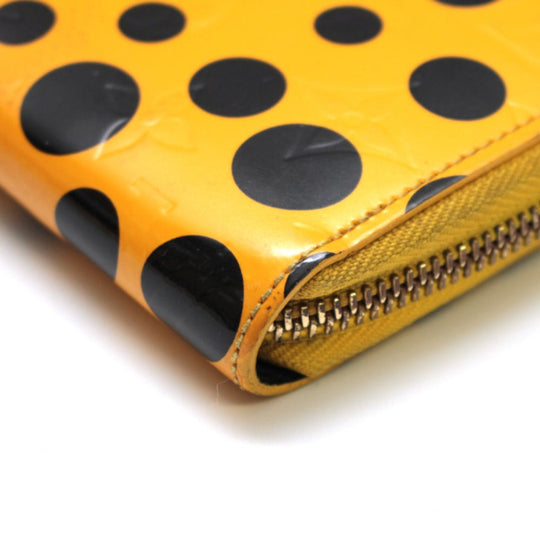 LOUIS VUITTON Long Wallet Purse M91571 Vernis Yellow type Vernis dot infinity zippy Women Used Authentic