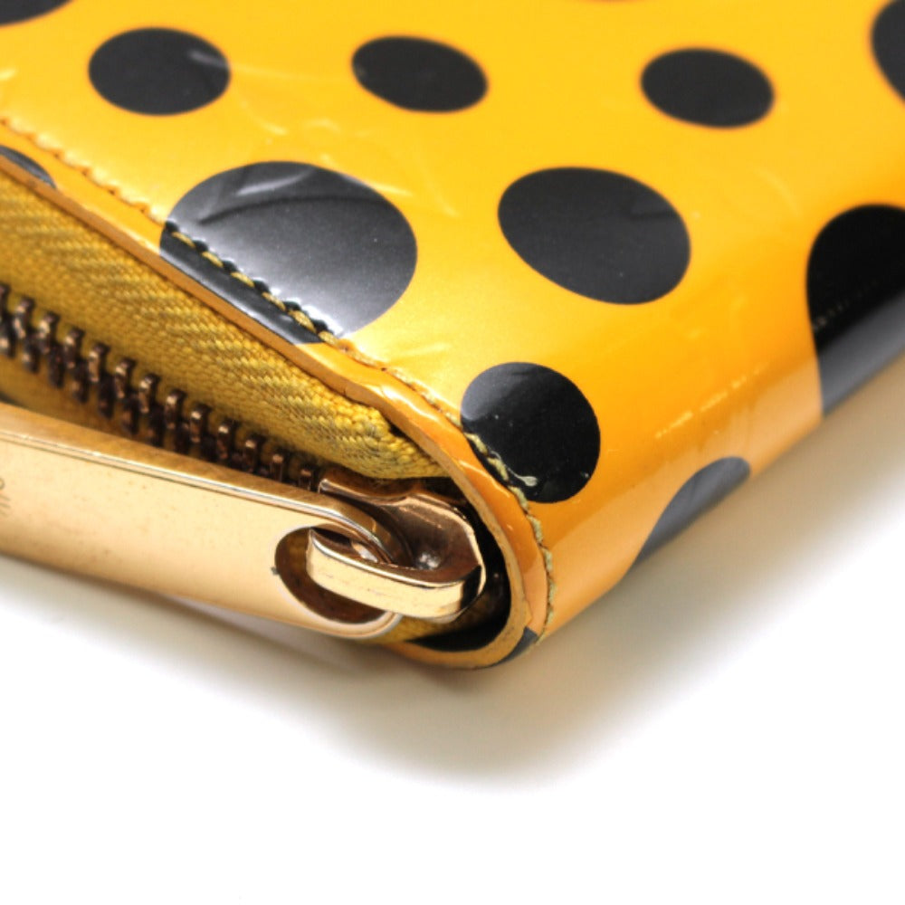 LOUIS VUITTON Long Wallet Purse M91571 Vernis Yellow type Vernis dot infinity zippy Women Used Authentic