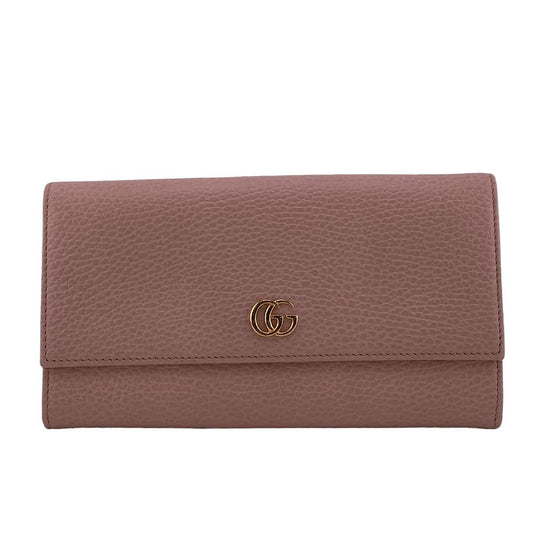 GUCCI Long Wallet Purse leather Pink type Petit Marmont leather Women Used Authentic