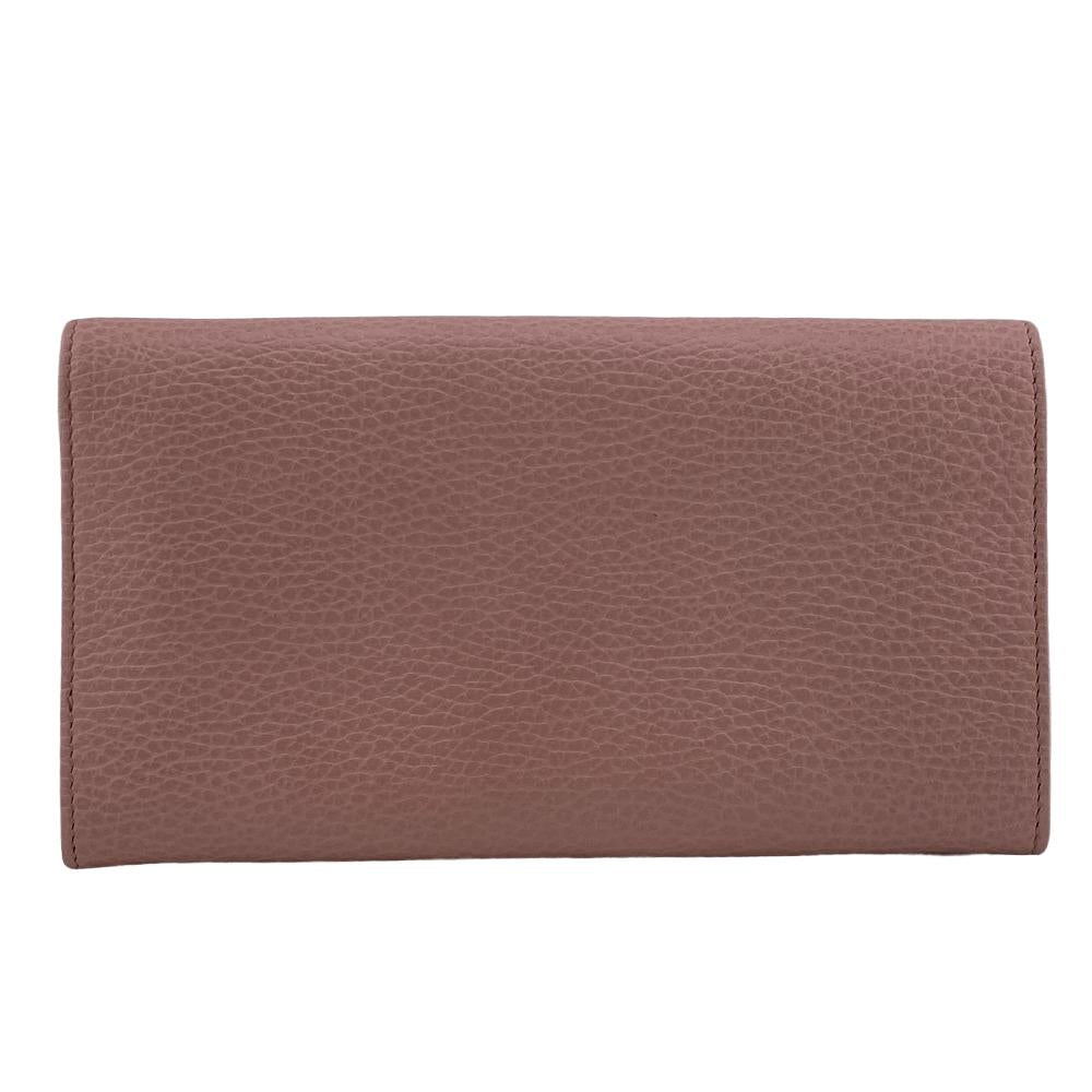 GUCCI Long Wallet Purse leather Pink type Petit Marmont leather Women Used Authentic