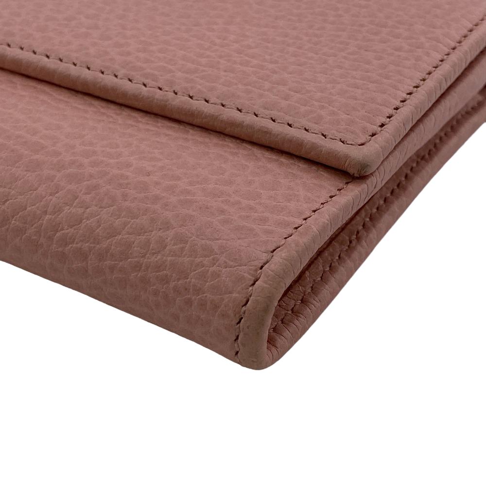 GUCCI Long Wallet Purse leather Pink type Petit Marmont leather Women Used Authentic