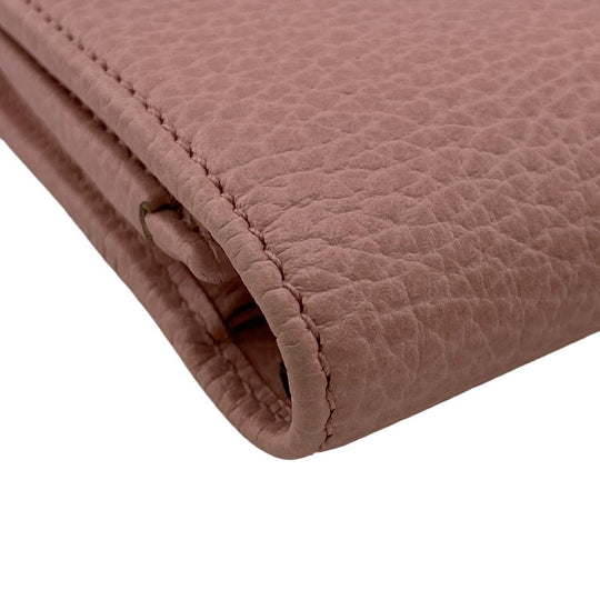 GUCCI Long Wallet Purse leather Pink type Petit Marmont leather Women Used Authentic