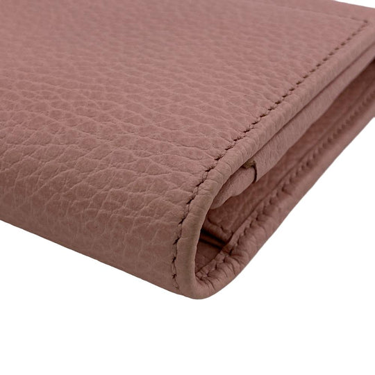 GUCCI Long Wallet Purse leather Pink type Petit Marmont leather Women Used Authentic