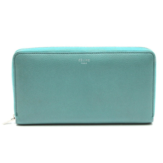 CELINE Long Wallet Purse leather Green type leather Women Used Authentic