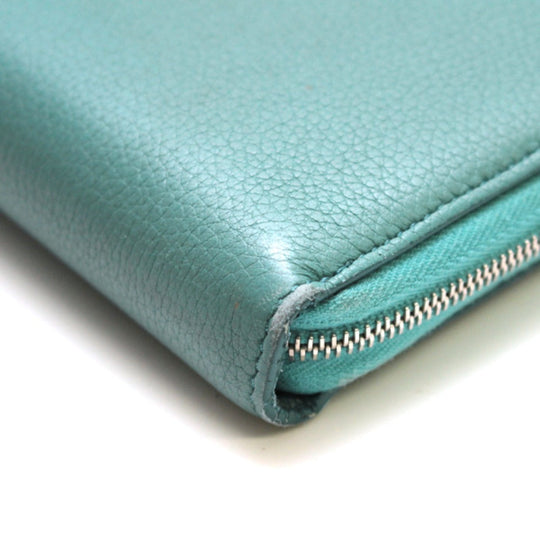 CELINE Long Wallet Purse leather Green type leather Women Used Authentic