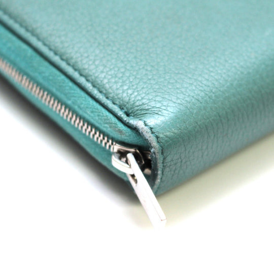 CELINE Long Wallet Purse leather Green type leather Women Used Authentic