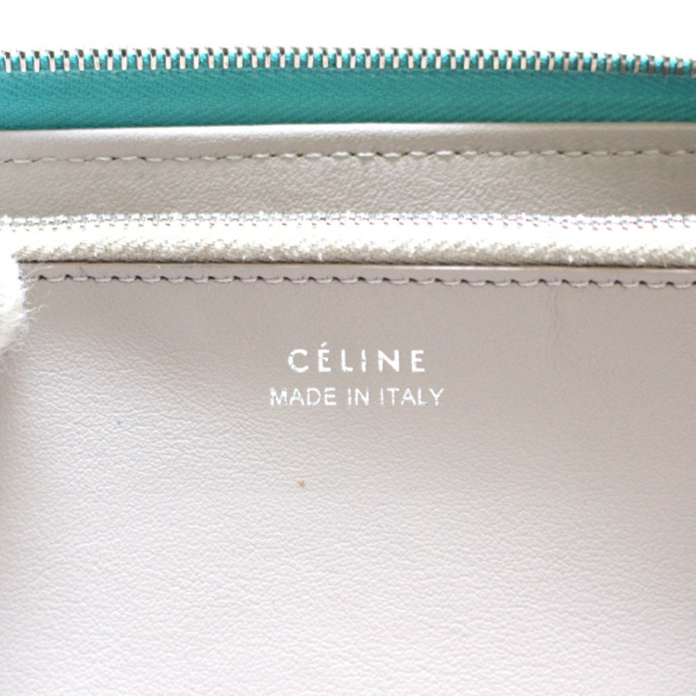 CELINE Long Wallet Purse leather Green type leather Women Used Authentic