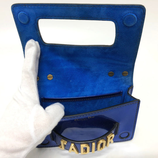 Dior Shoulder Bag Enamel / leather gunmetal blue Jadior