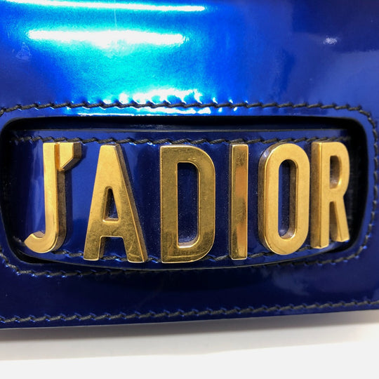 Dior Shoulder Bag Enamel / leather gunmetal blue Jadior