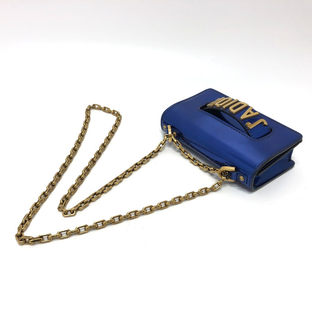 Dior Shoulder Bag Enamel / leather gunmetal blue Jadior