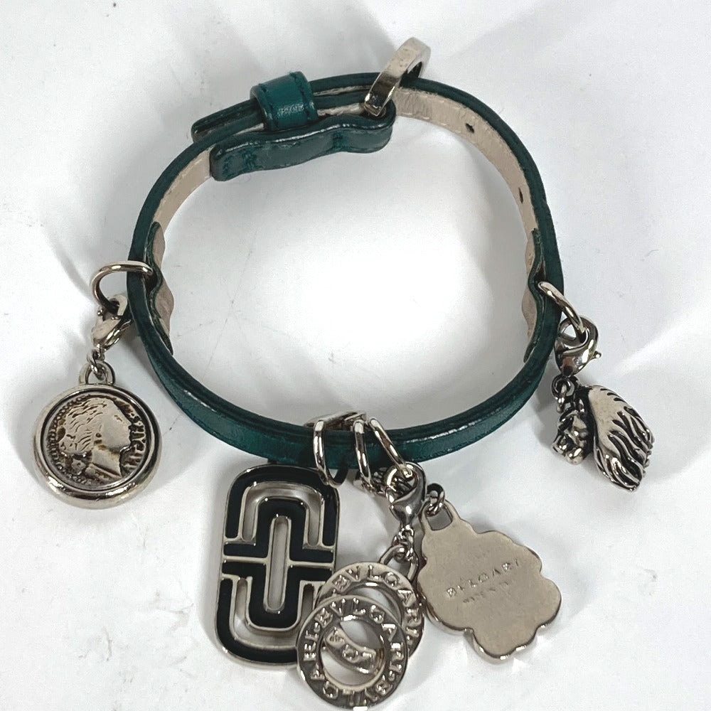 BVLGARI bracelet leather green Bvlgari Bvlgari logo 5 Icon Charms