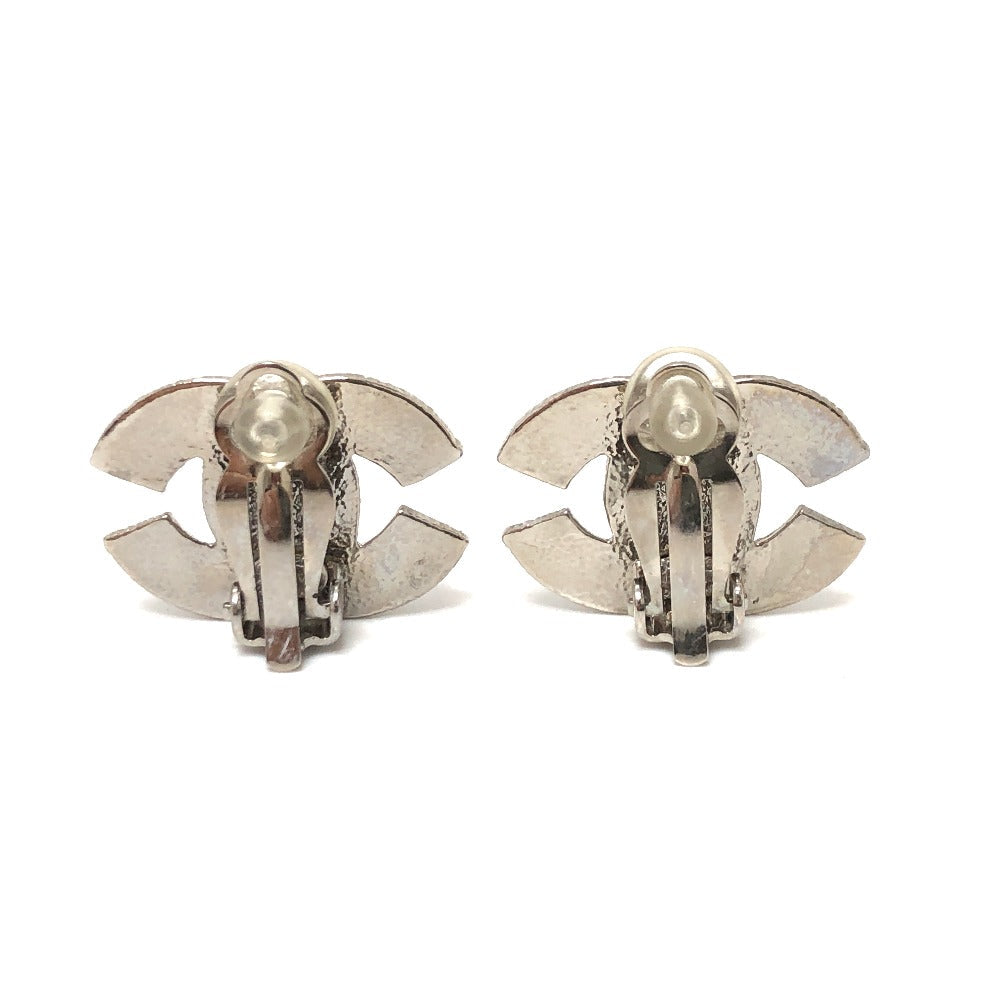 CHANEL Earring metal Silver CC COCO Mark Rhinestone