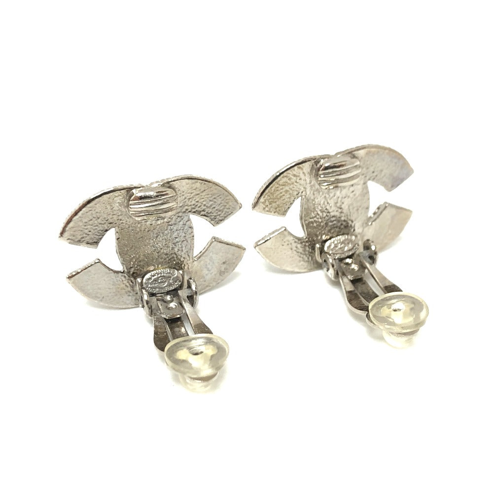 CHANEL Earring metal Silver CC COCO Mark Rhinestone