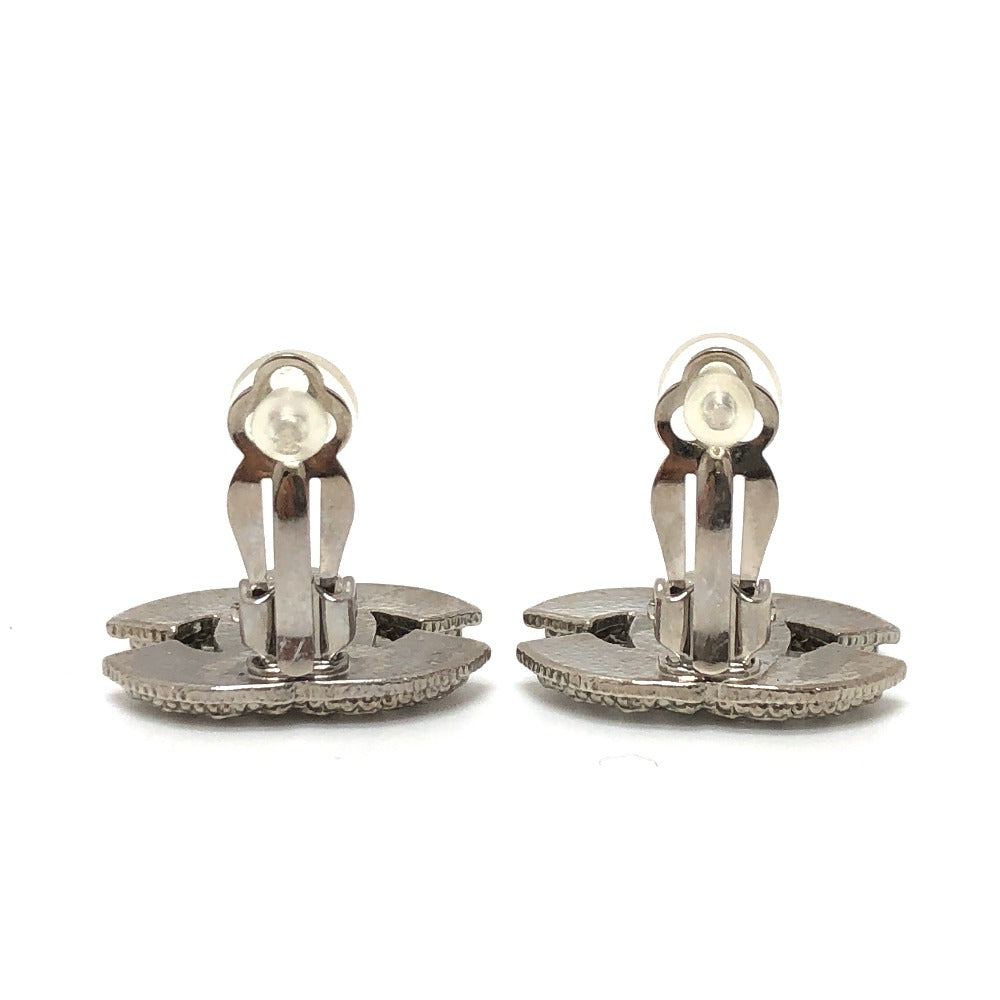 CHANEL Earring metal Silver CC COCO Mark Rhinestone