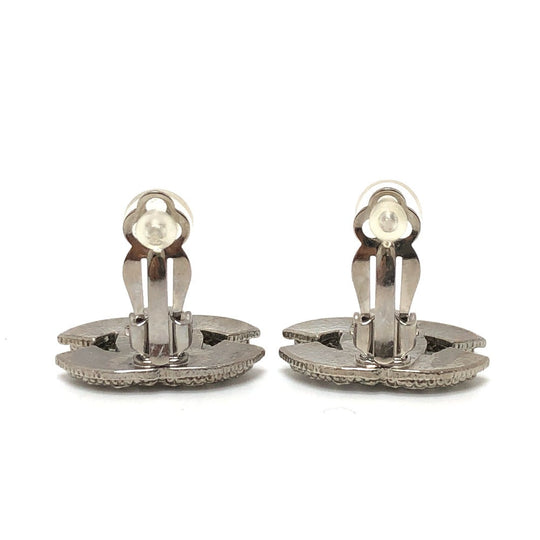 CHANEL Earring metal Silver CC COCO Mark Rhinestone