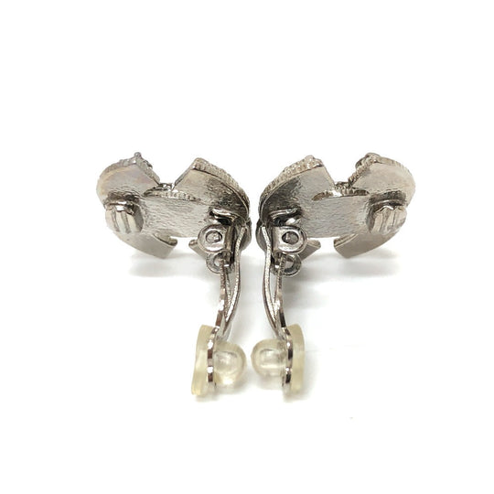 CHANEL Earring metal Silver CC COCO Mark Rhinestone