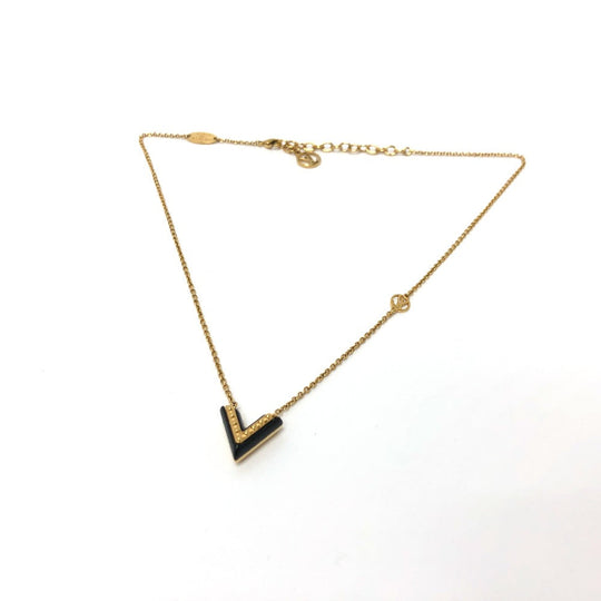 LOUIS VUITTON Necklace M63181 metal Gold x Black LV circle Essential V