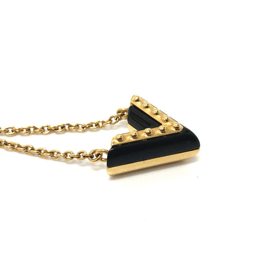 LOUIS VUITTON Necklace M63181 metal Gold x Black LV circle Essential V