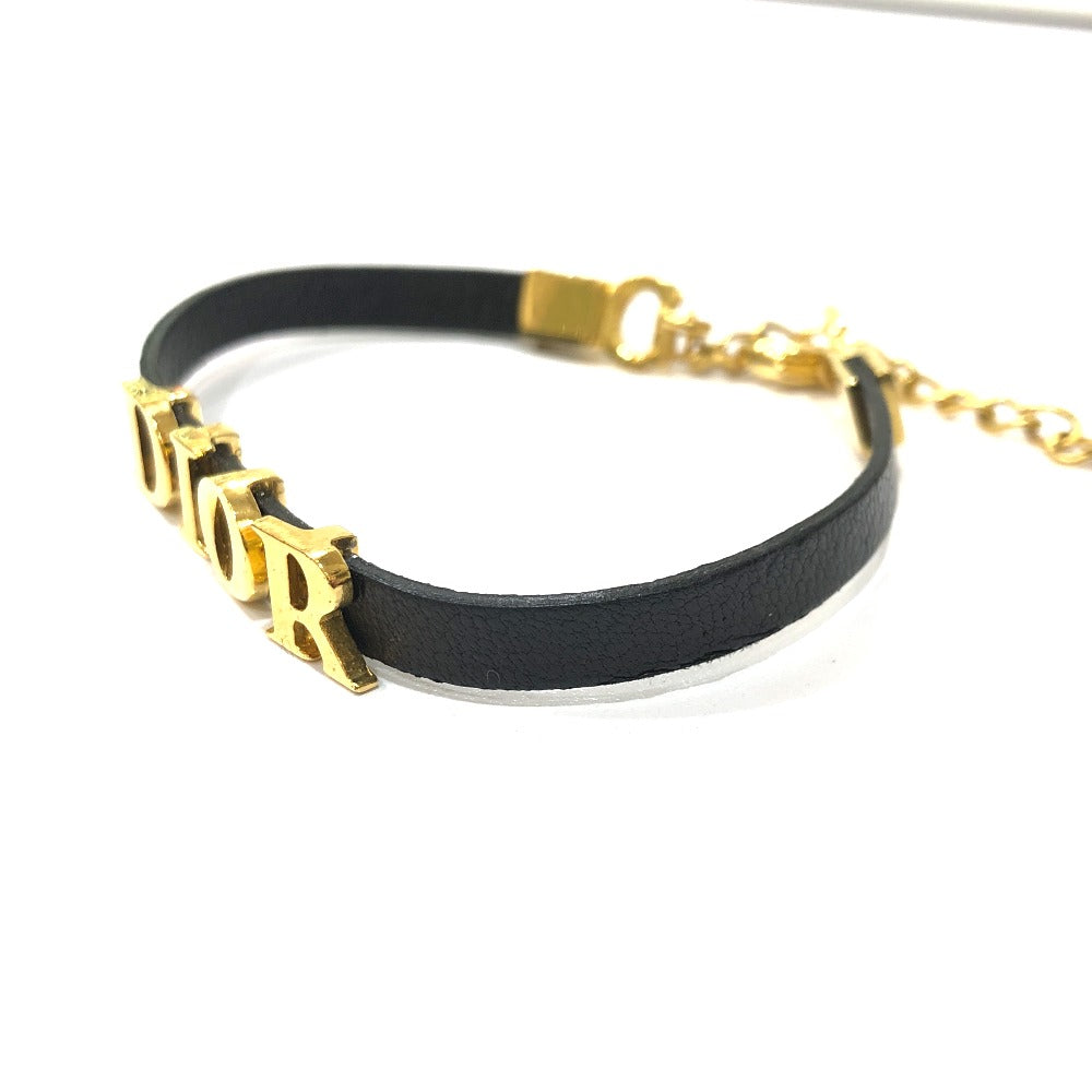 Dior bracelet Metal, Leather black logo
