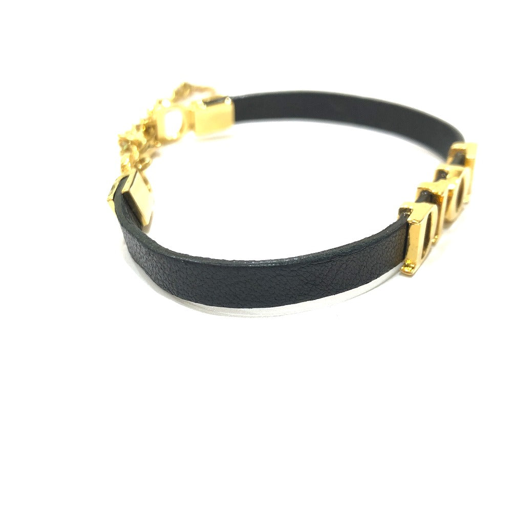 Dior bracelet Metal, Leather black logo