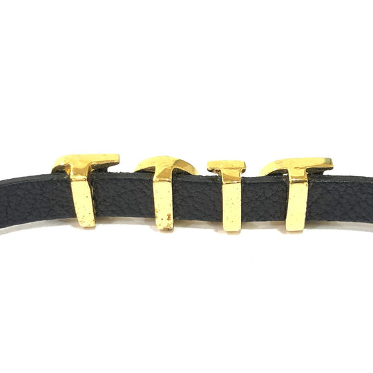 Dior bracelet Metal, Leather black logo