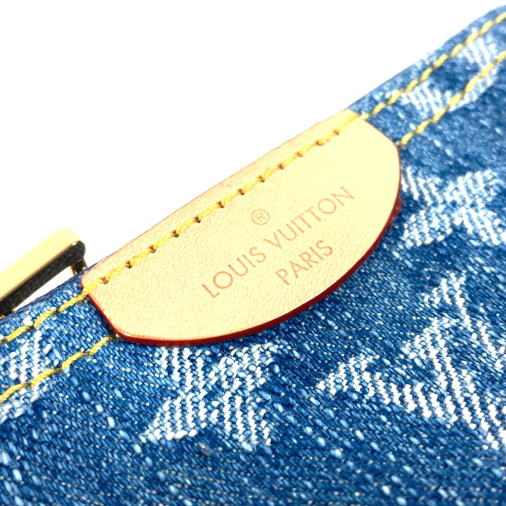 LOUIS VUITTON Coin case M82961 Monogram denim canvas blue LV Remix Monogram Denim Card Key case Key holder Pochette Cle Women Used Authentic
