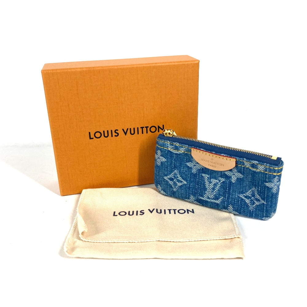 LOUIS VUITTON Coin case M82961 Monogram denim canvas blue LV Remix Monogram Denim Card Key case Key holder Pochette Cle Women Used Authentic