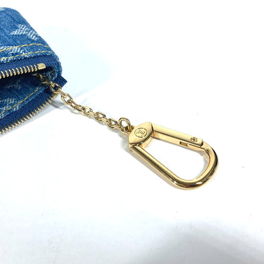 LOUIS VUITTON Coin case M82961 Monogram denim canvas blue LV Remix Monogram Denim Card Key case Key holder Pochette Cle Women Used Authentic