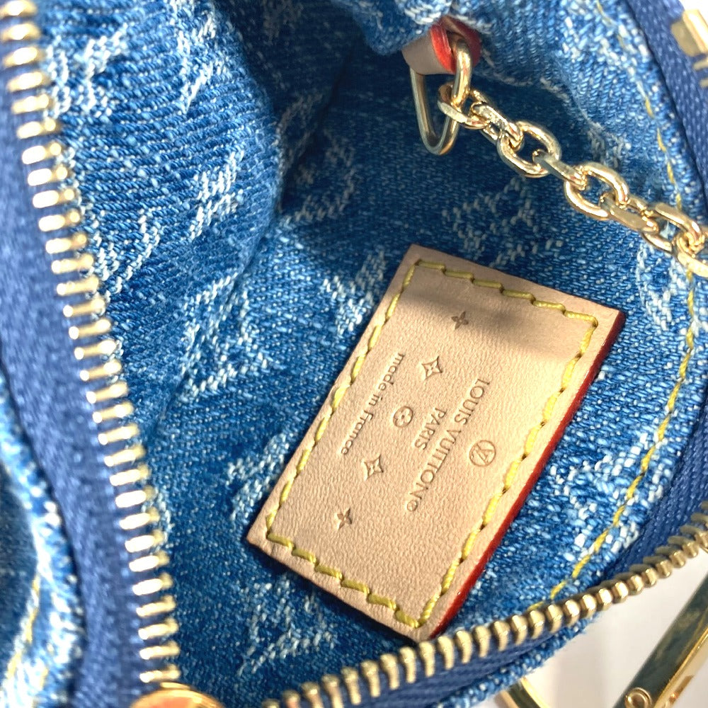 LOUIS VUITTON Coin case M82961 Monogram denim canvas blue LV Remix Monogram Denim Card Key case Key holder Pochette Cle Women Used Authentic