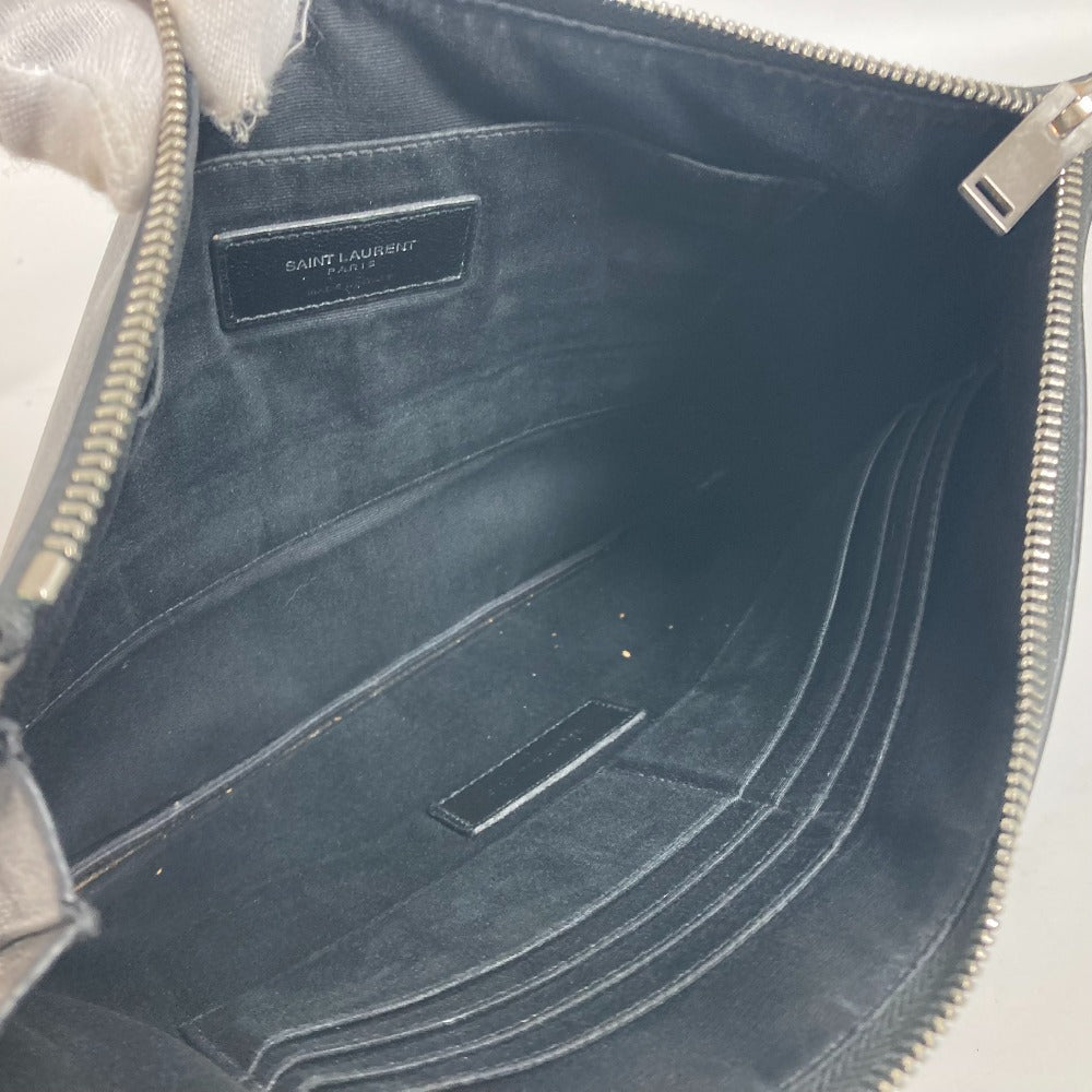 SAINT LAURENT PARIS Clutch bag 397294 leather black logo mens Used Authentic
